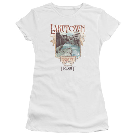 The Hobbit Laketown Junior Sheer Cap Sleeve Womens T Shirt White