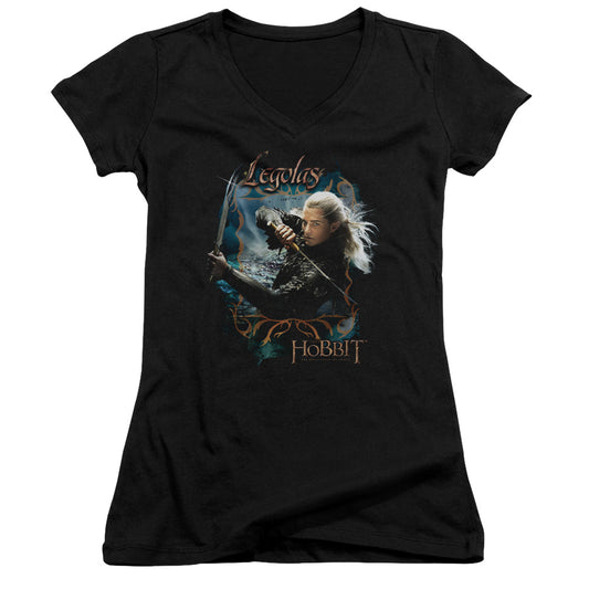 The Hobbit Knives Junior Sheer Cap Sleeve V-Neck Womens T Shirt Black