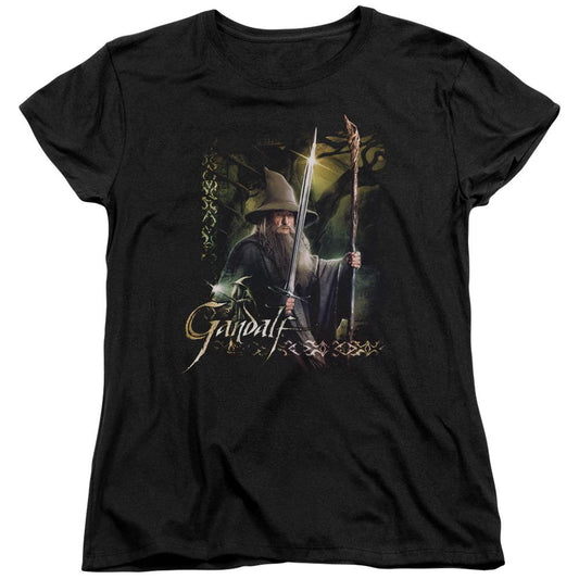 The Hobbit Sword and Staff Womens T Shirt Black