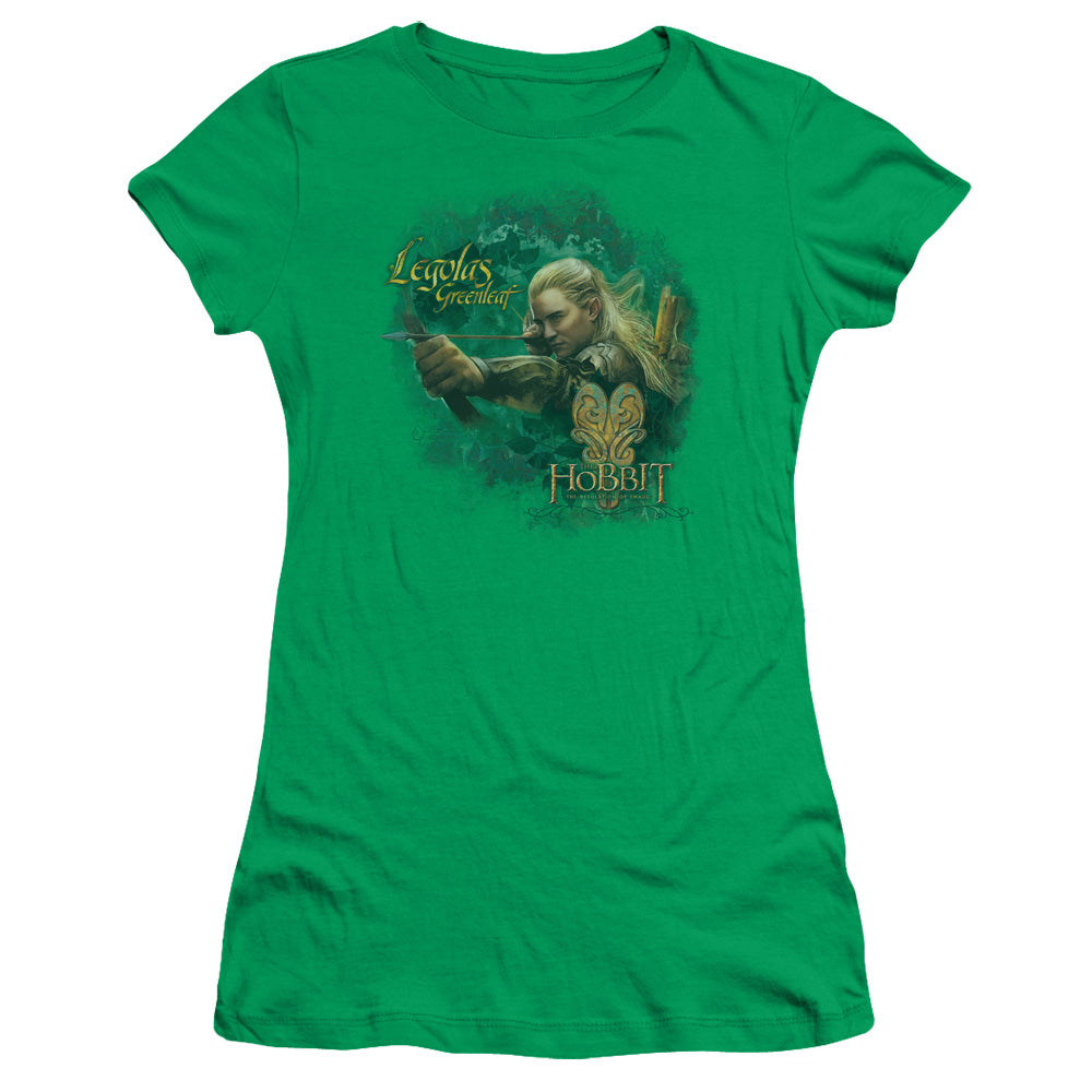 The Hobbit Greenleaf Junior Sheer Cap Sleeve Womens T Shirt Kelly Green