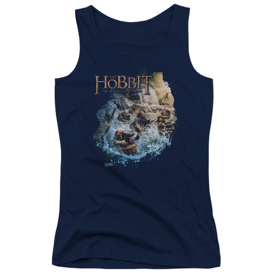 The Hobbit Barreling Down Womens Tank Top Shirt Navy Blue