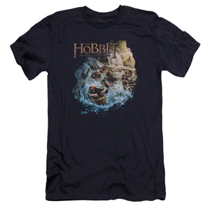 The Hobbit Barreling Down Premium Bella Canvas Slim Fit Mens T Shirt Navy Blue