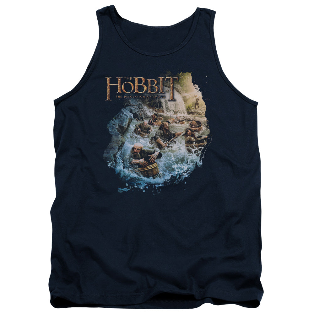 The Hobbit Barreling Down Mens Tank Top Shirt Navy Blue