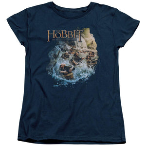 The Hobbit Barreling Down Womens T Shirt Navy Blue