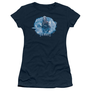 The Hobbit Tangled Web Junior Sheer Cap Sleeve Womens T Shirt Navy Blue