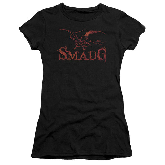 The Hobbit Dragon Junior Sheer Cap Sleeve Womens T Shirt Black