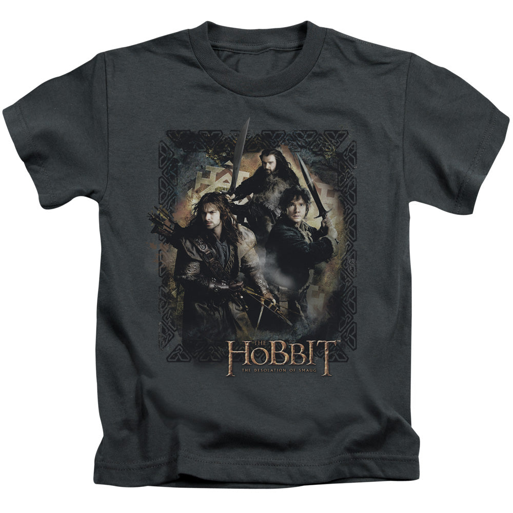 The Hobbit Weapons Drawn Juvenile Kids Youth T Shirt Charcoal