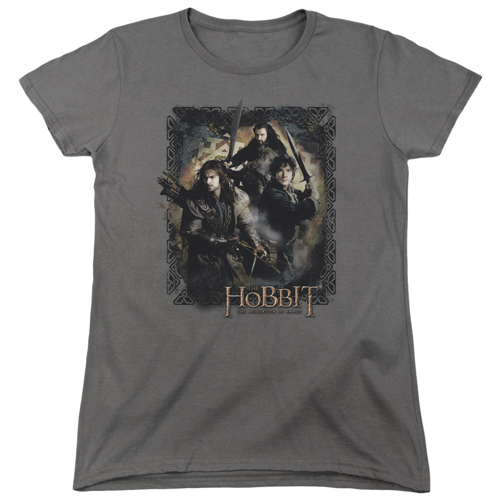 The Hobbit Weapons Drawn Womens T Shirt Charcoal