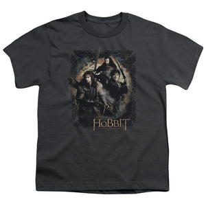 The Hobbit Weapons Drawn Kids Youth T Shirt Charcoal
