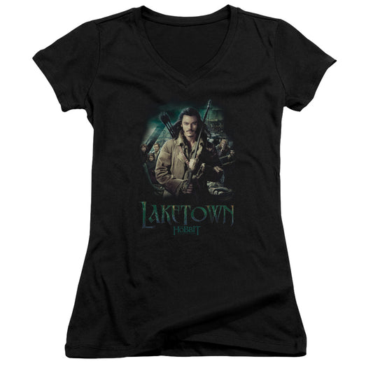 The Hobbit Protector Junior Sheer Cap Sleeve V-Neck Womens T Shirt Black