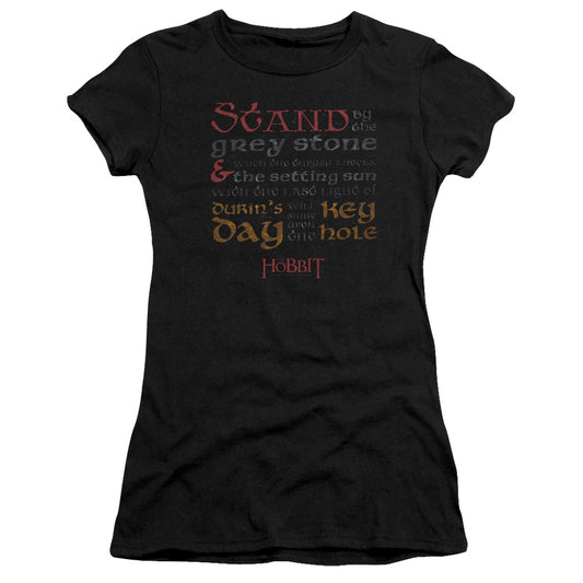 The Hobbit Keyhole Junior Sheer Cap Sleeve Womens T Shirt Black