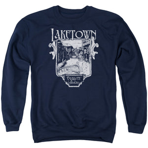 The Hobbit Laketown Simple Mens Crewneck Sweatshirt Navy Blue
