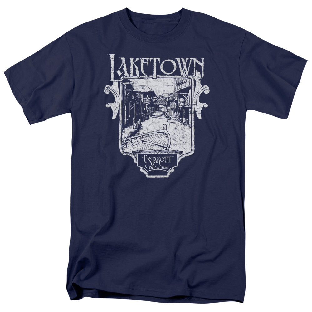 The Hobbit Laketown Simple Mens T Shirt Navy Blue