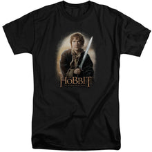 Load image into Gallery viewer, The Hobbit Bilbo and Sting Mens Tall T Shirt Black