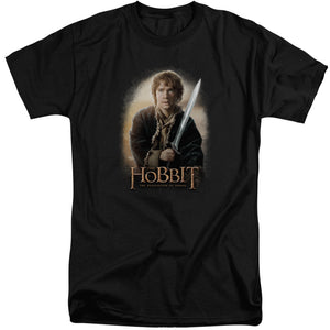 The Hobbit Bilbo and Sting Mens Tall T Shirt Black