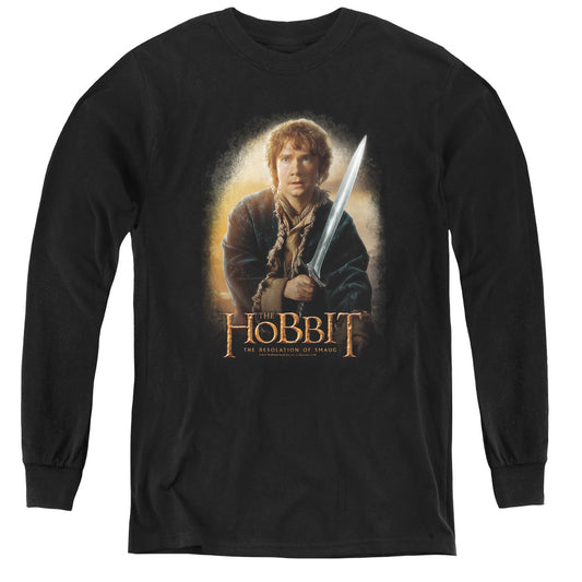 The Hobbit Bilbo and Sting Long Sleeve Kids Youth T Shirt Black