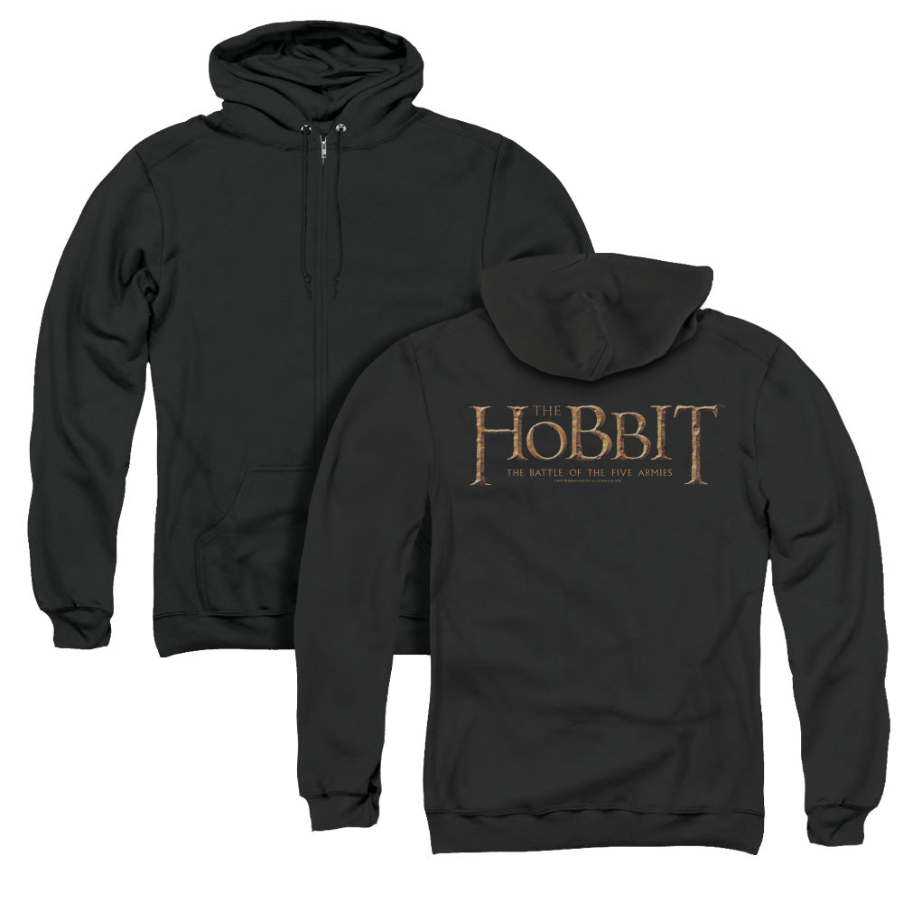 The Hobbit Logo Back Print Zipper Mens Hoodie Black