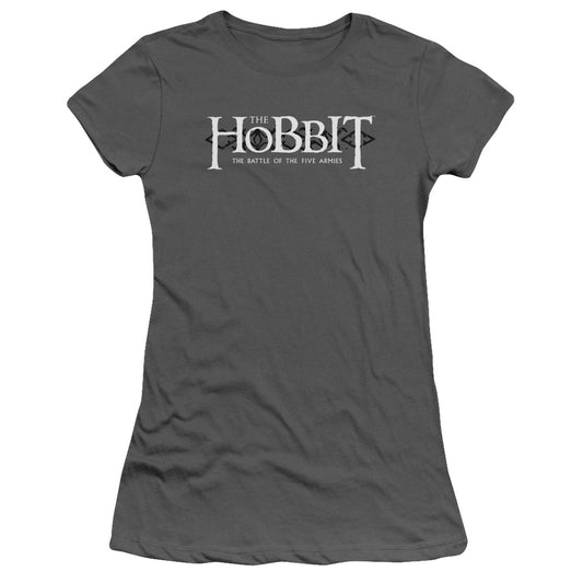 The Hobbit Ornate Logo Junior Sheer Cap Sleeve Womens T Shirt Charcoal