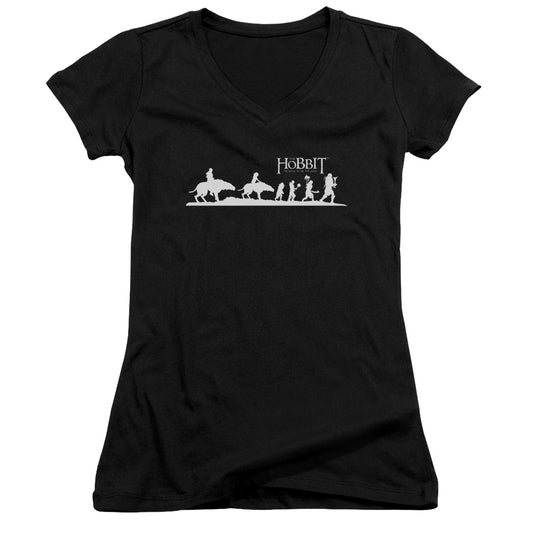 The Hobbit Orc Company Junior Sheer Cap Sleeve V-Neck Womens T Shirt Black