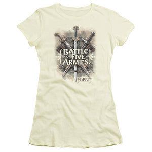 The Hobbit Battle of Armies Junior Sheer Cap Sleeve Womens T Shirt Cream