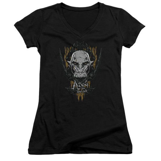 The Hobbit Azog Junior Sheer Cap Sleeve V-Neck Womens T Shirt Black