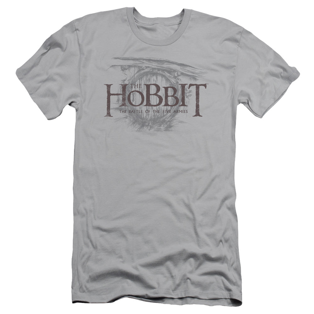 The Hobbit Door Logo Slim Fit Mens T Shirt Silver