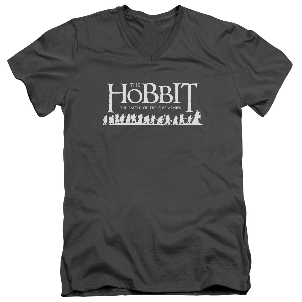 The Hobbit Walking Logo Mens Slim Fit V-Neck T Shirt Charcoal