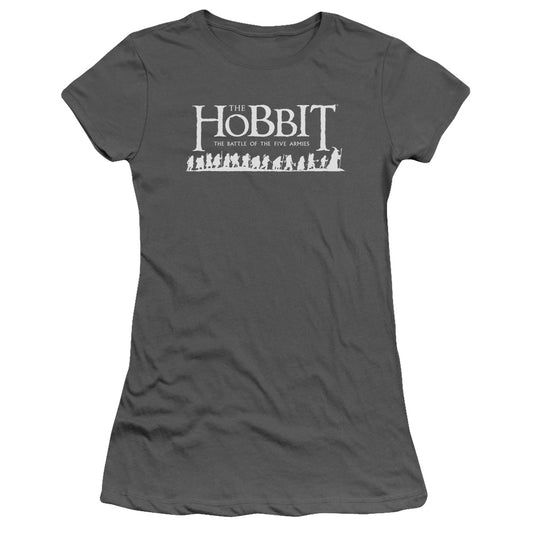 The Hobbit Walking Logo Junior Sheer Cap Sleeve Womens T Shirt Charcoal