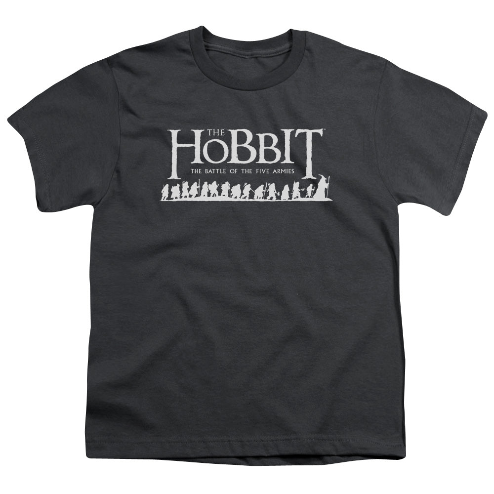The Hobbit Walking Logo Kids Youth T Shirt Charcoal