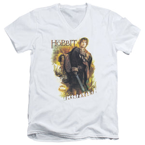 The Hobbit Bilbo Mens Slim Fit V-Neck T Shirt White