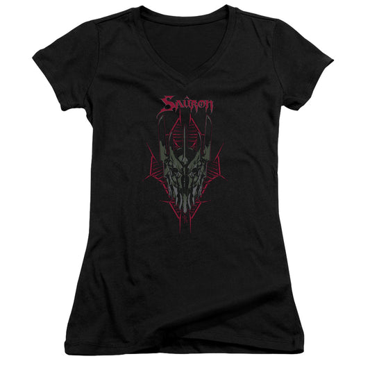 The Hobbit Evils Helm Junior Sheer Cap Sleeve V-Neck Womens T Shirt Black