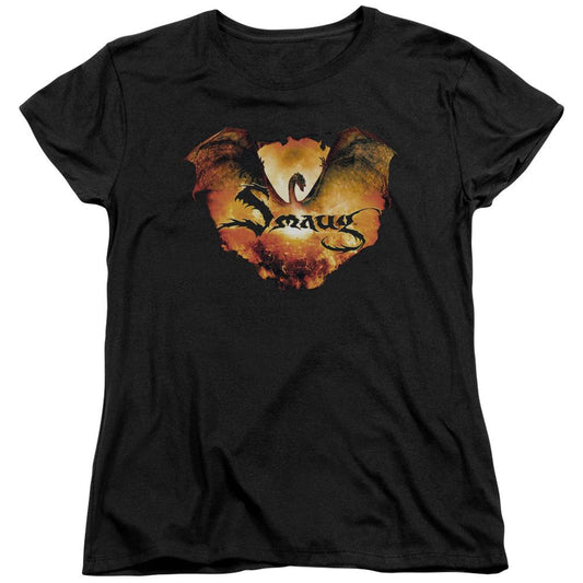 The Hobbit Reign in Flame Womens T Shirt Black