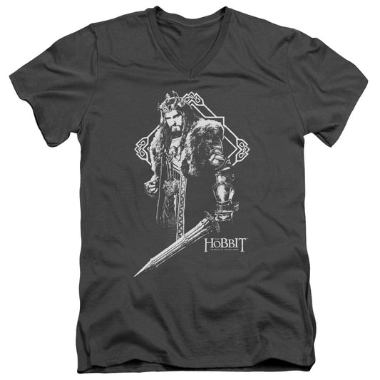 The Hobbit King Thorin Mens Slim Fit V-Neck T Shirt Charcoal