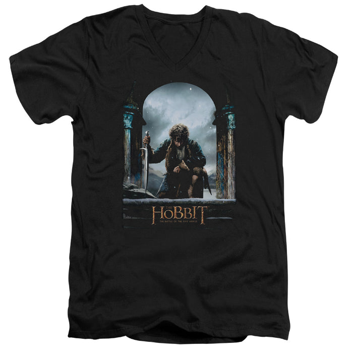 The Hobbit Bilbo Poster Mens Slim Fit V-Neck T Shirt Black