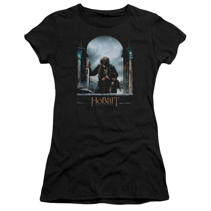 The Hobbit Bilbo Poster Junior Sheer Cap Sleeve Womens T Shirt Black