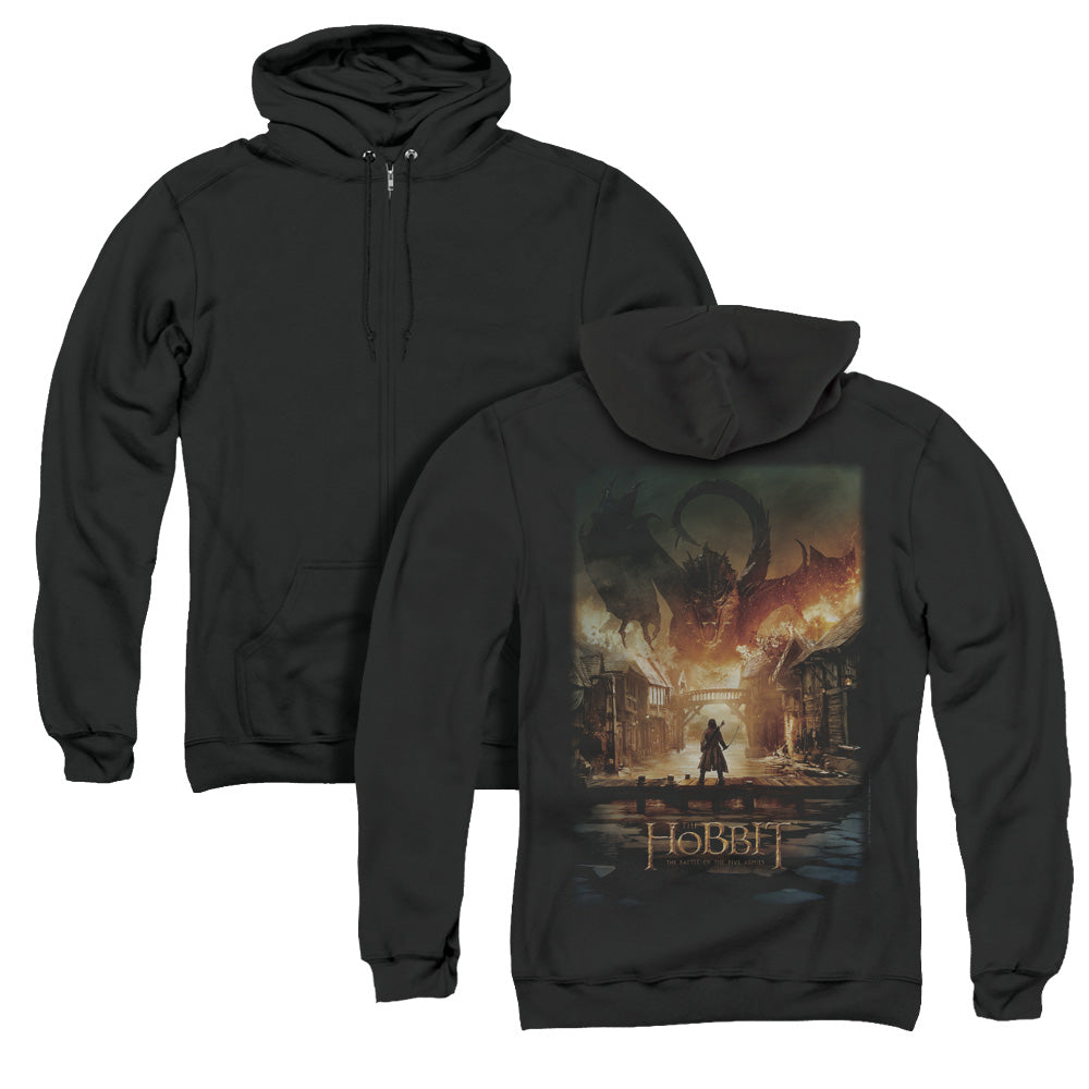 The Hobbit Aug Poster Back Print Zipper Mens Hoodie Black