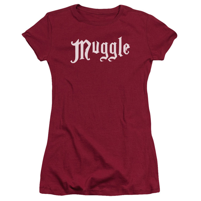 Harry Potter Muggle Junior Sheer Cap Sleeve Womens T Shirt Cardinal
