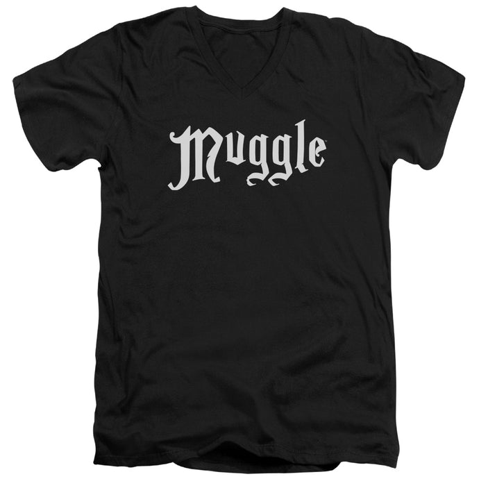 Harry Potter Muggle Mens Slim Fit V-Neck T Shirt Black