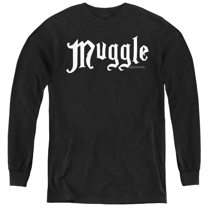 Harry Potter Muggle Long Sleeve Kids Youth T Shirt Black