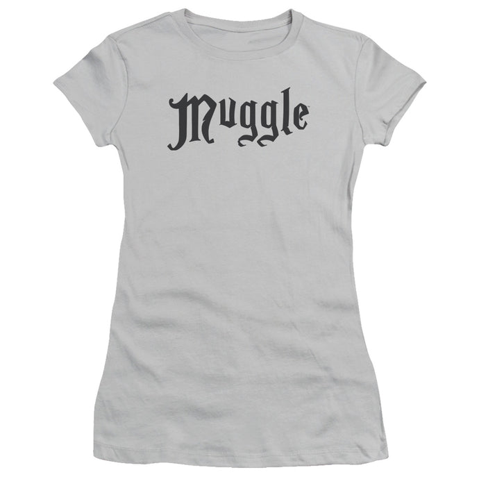Harry Potter Muggle Junior Sheer Cap Sleeve Womens T Shirt Silver