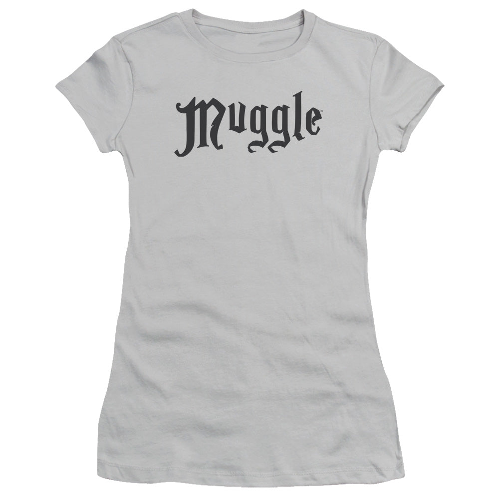 Harry Potter Muggle Junior Sheer Cap Sleeve Womens T Shirt Silver