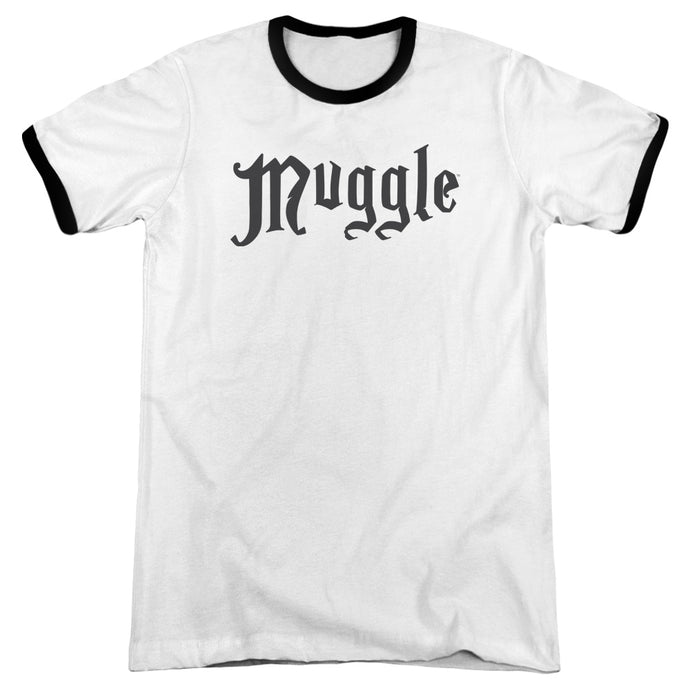 Harry Potter Muggle Heather Ringer Mens T Shirt White