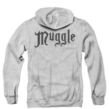 Load image into Gallery viewer, Harry Potter Muggle Back Print Zipper Mens Hoodie Athletic Heather