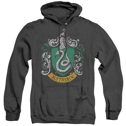Harry Potter Slytherin Crest Mens Heather Hoodie Black Officially Licensed