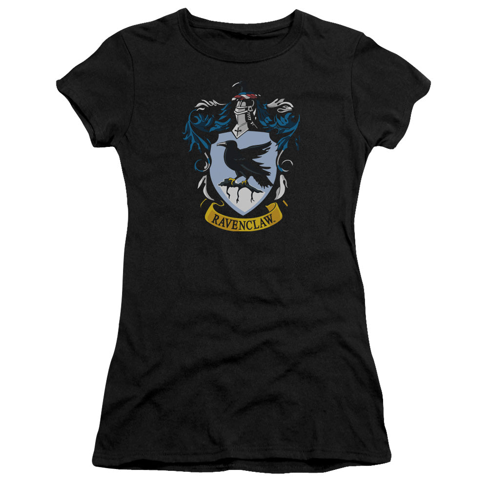 Harry Potter Ravenclaw Crest Junior Sheer Cap Sleeve Womens T Shirt Black