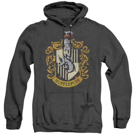 Harry Potter Hufflepuff Crest Mens Heather Hoodie Black Officially Licensed