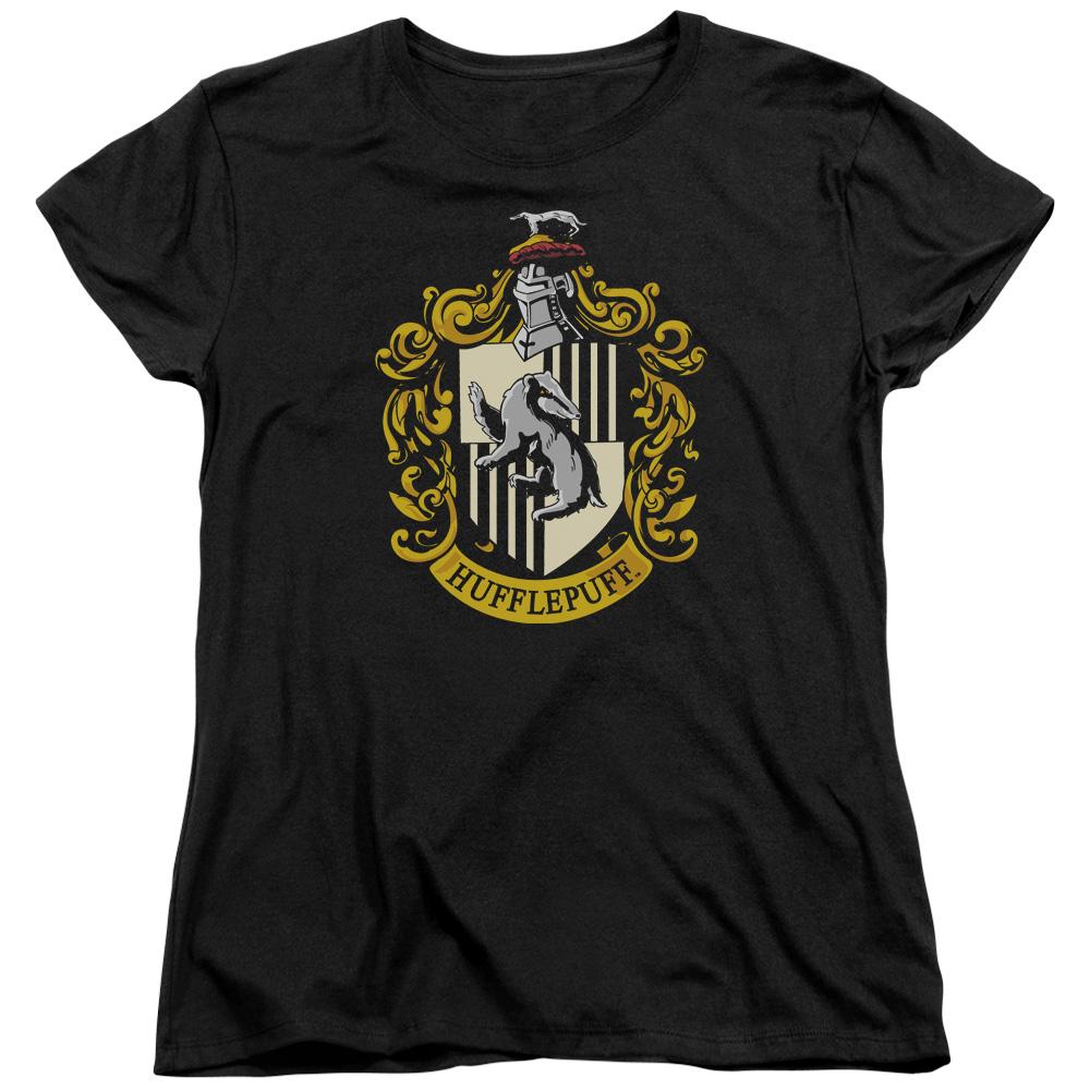 Harry Potter Hufflepuff Crest Womens T Shirt Black