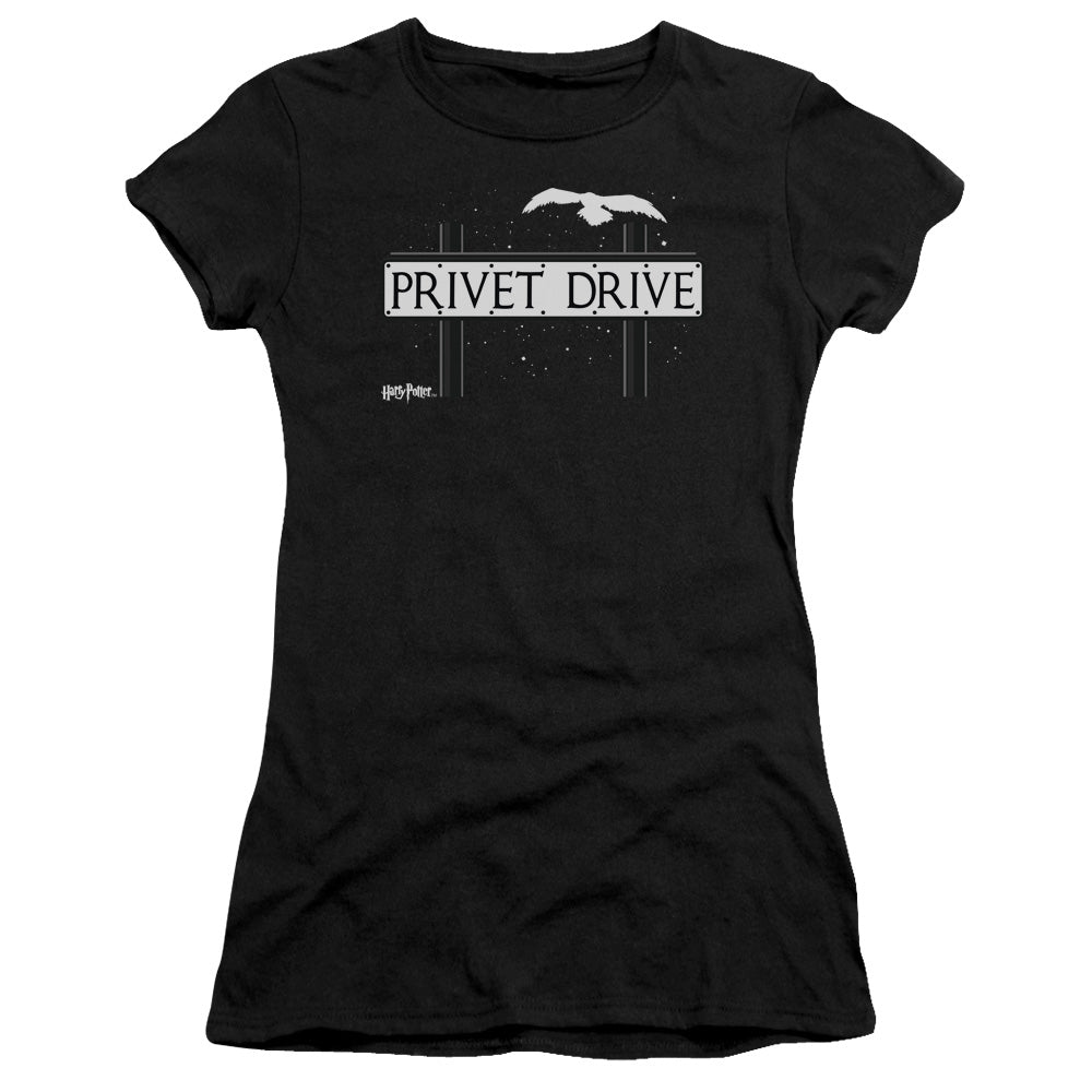 Harry Potter Privet Drive Junior Sheer Cap Sleeve Womens T Shirt Black