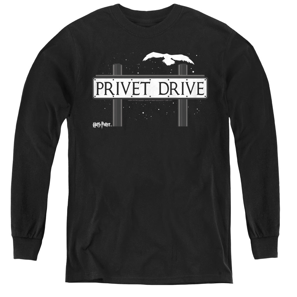 Harry Potter Privet Drive Long Sleeve Kids Youth T Shirt Black