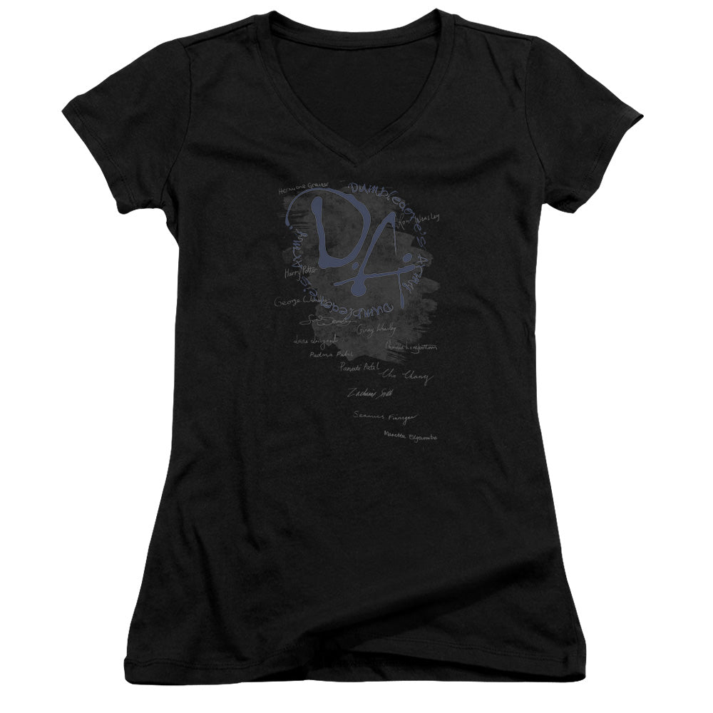 Harry Potter Dumbledores Army Junior Sheer Cap Sleeve V-Neck Womens T Shirt Black